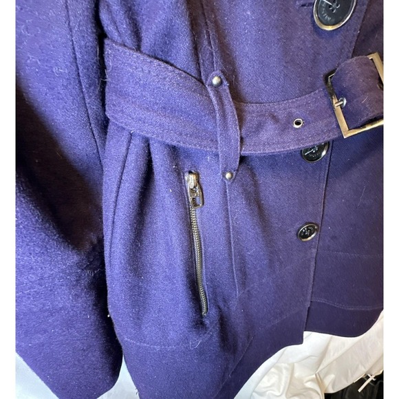 Vintage Miss Sixty M60 Purple Wool Blend Belted Lined Coat Size Large - Picture 4 of 16